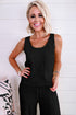 Crinkled U Neck Tank Top and Wide Leg Pants Set